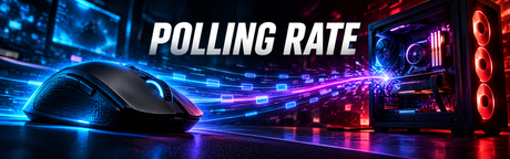 Gaming mus sender lysende datapulser mod en gaming PC under overskriften Polling rate.