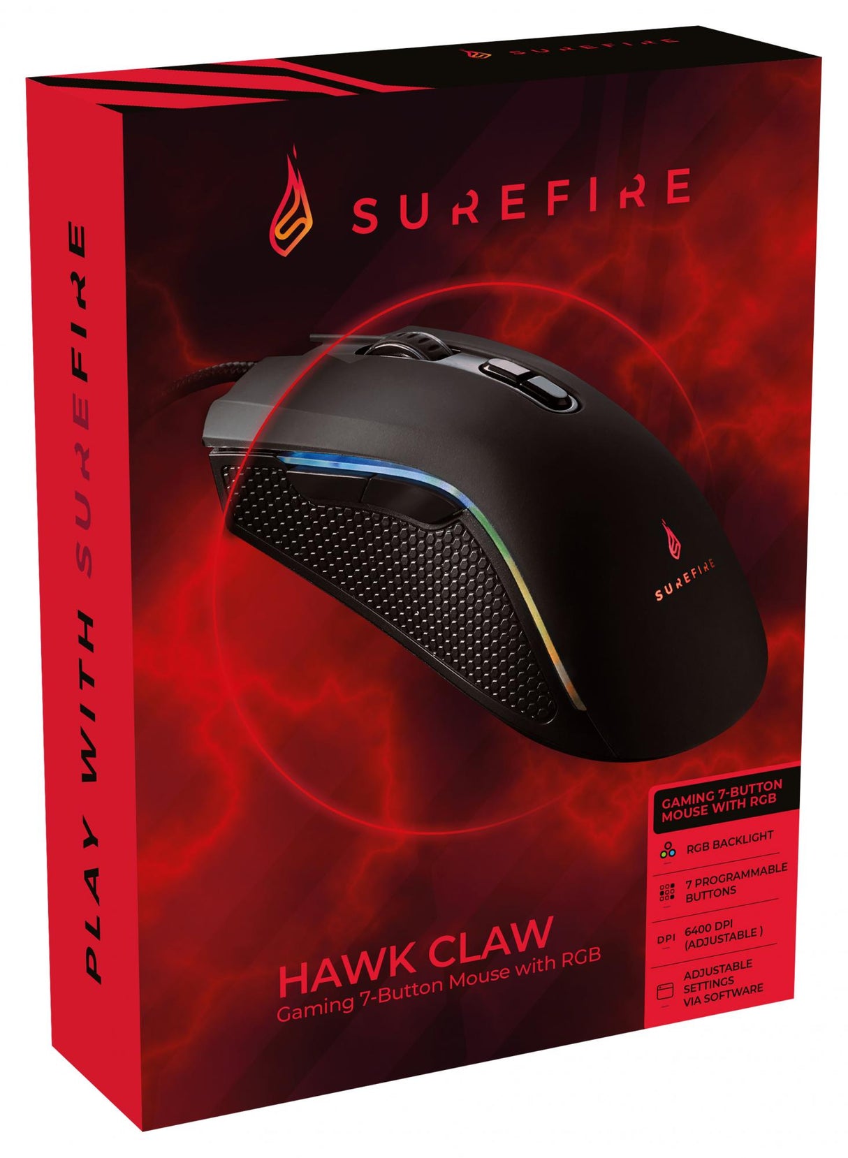 SUREFIRE - Hawk Claw Gaming 7-knappsmus RGB