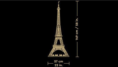 LEGO Icons 10307 – Eiffeltårnet – målgrafik med 149 cm højde og 57 cm bredde