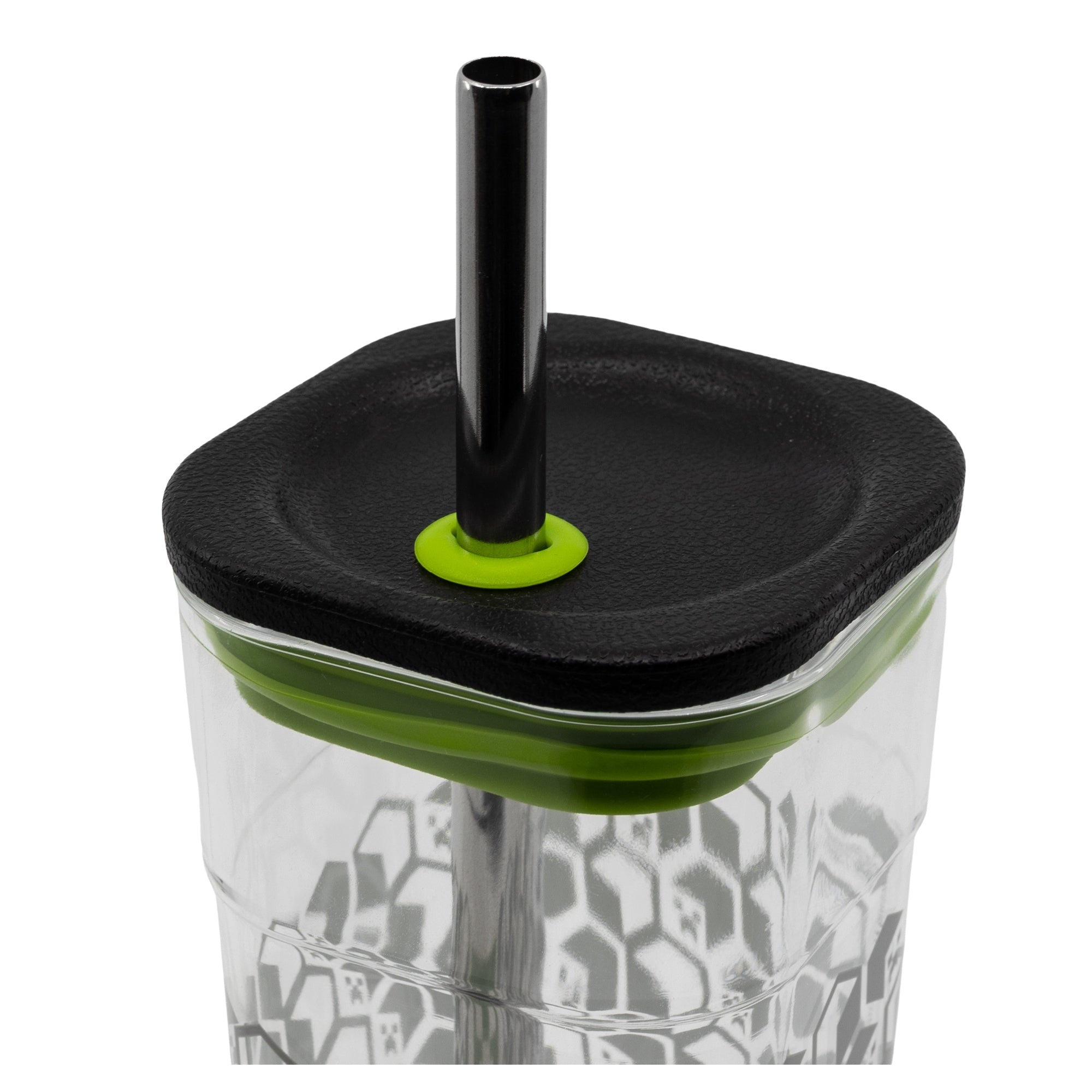 Minecraft-mugg med lock och metallsugrör - 540 ml