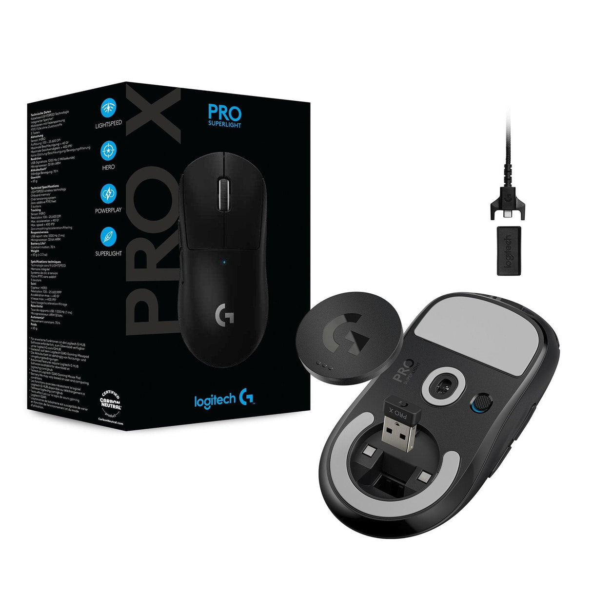 Logitech - PRO X SUPERLIGHT Trådlös Spelmus - Svart