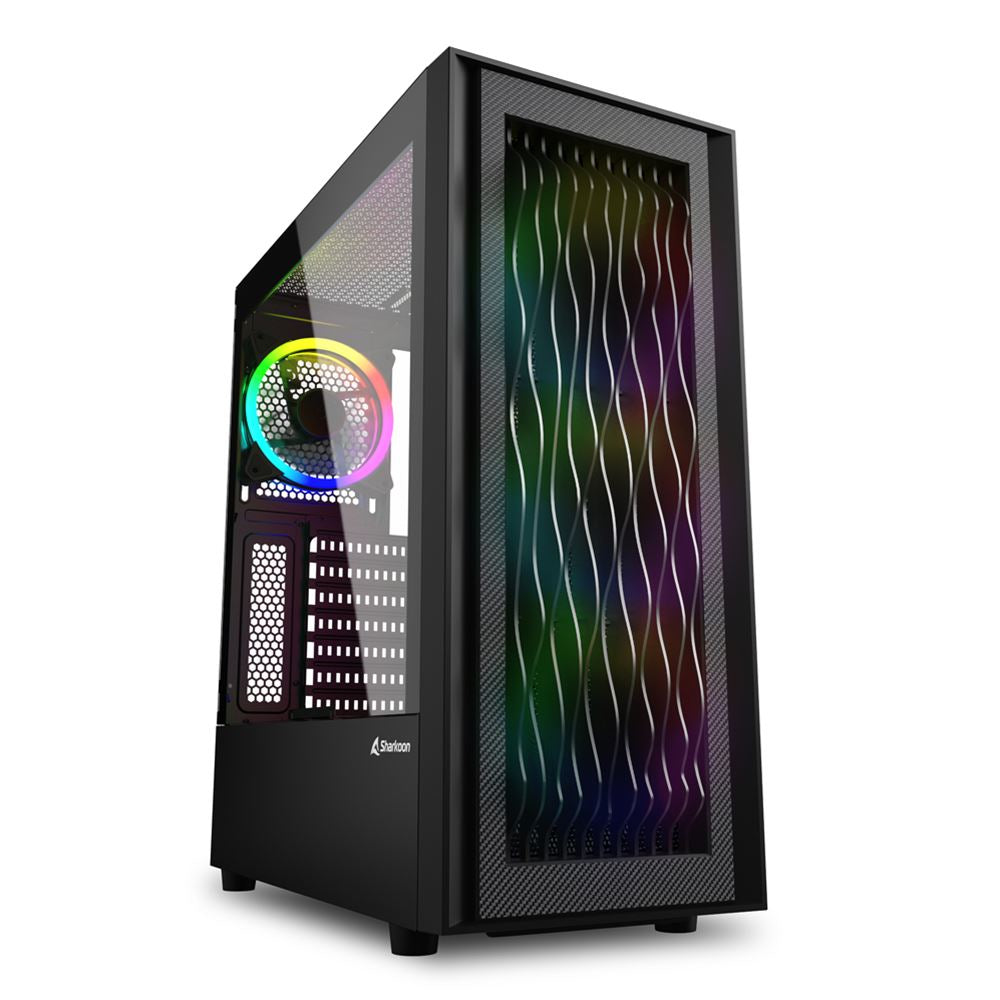 Sharkoon RGB WAVE, Pc-fodral (svart Sidopanel I Härdat Glas)