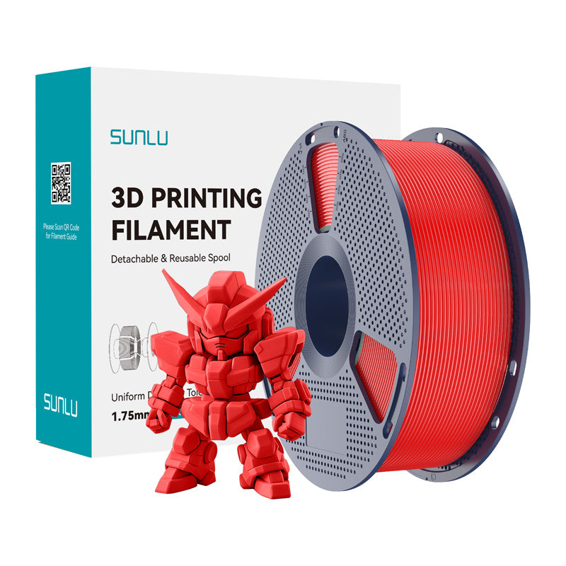 Sunlu PLA+ 2.0 filament – rød, 1,75 mm, 1 kg