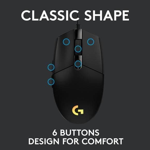 Logitech - G203 LIGHTSYNC Gaming Mus Svart