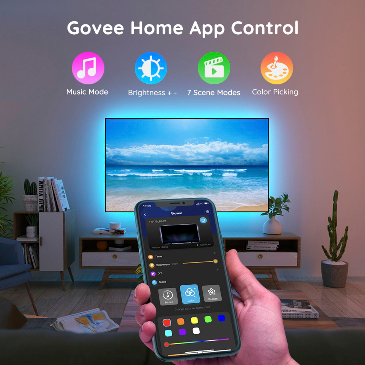 Govee RGB Bluetooth LED-bakgrundsbelysning För 46&quot; - 60&quot; TV