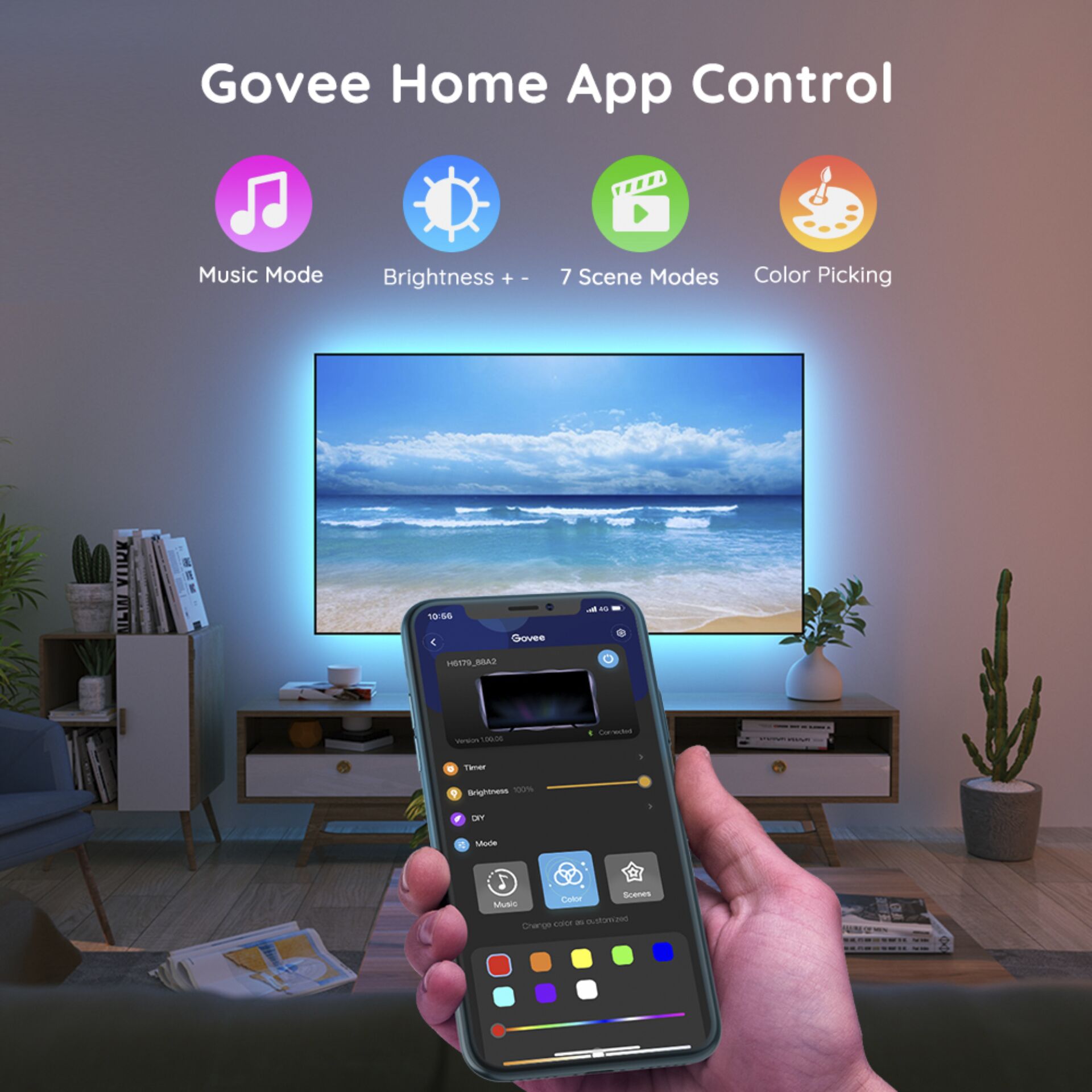 Govee RGB Bluetooth LED-bakgrundsbelysning För 46&quot; - 60&quot; TV