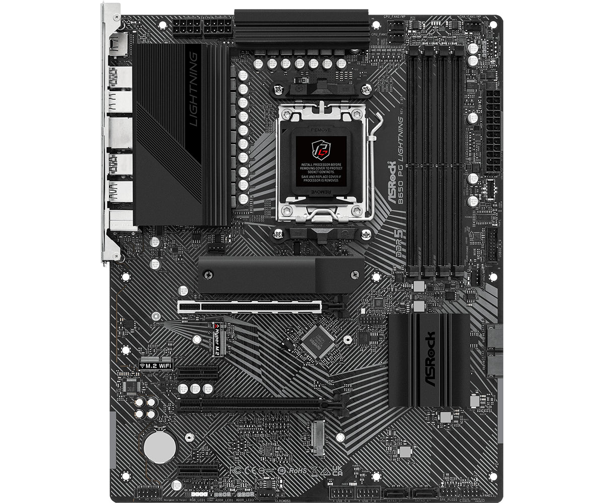 ASRock B650 PG Lightning Moderkort - AMD B650 - AMD AM5-sockel - DDR5 RAM - ATX