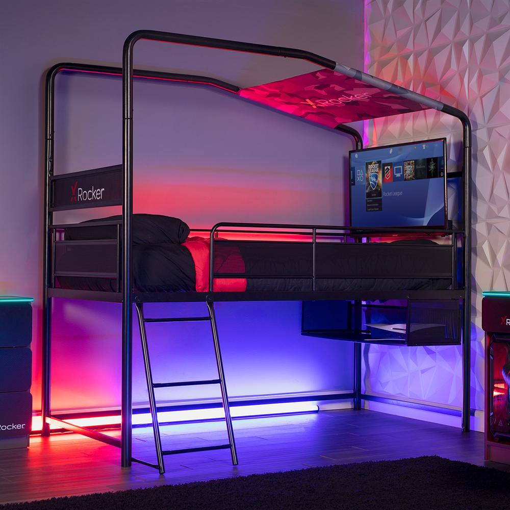 XROCKER CONTRA MID-SLEEPER GAMING VÅNINGSSÄNG MED VÄNDBAR PROFIL - SVART OCH CAMO