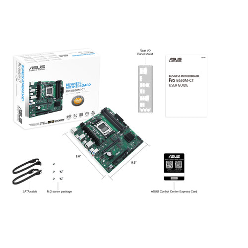 ASUS PRO B650M-CT-CSM – micro ATX AM5 bundkort – illustration af pakkeindhold