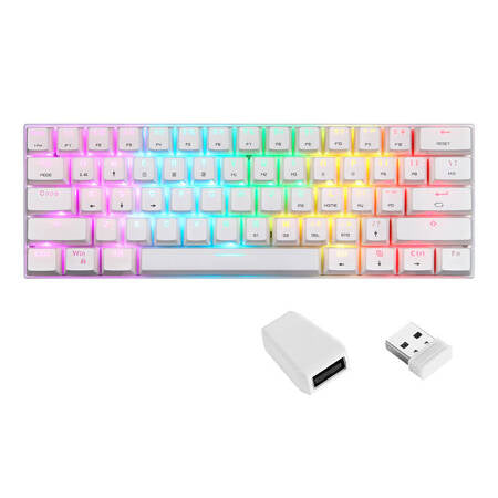 Trådlöst Mekaniskt Tangentbord Motospeed SK62 Vit (röd Switch)