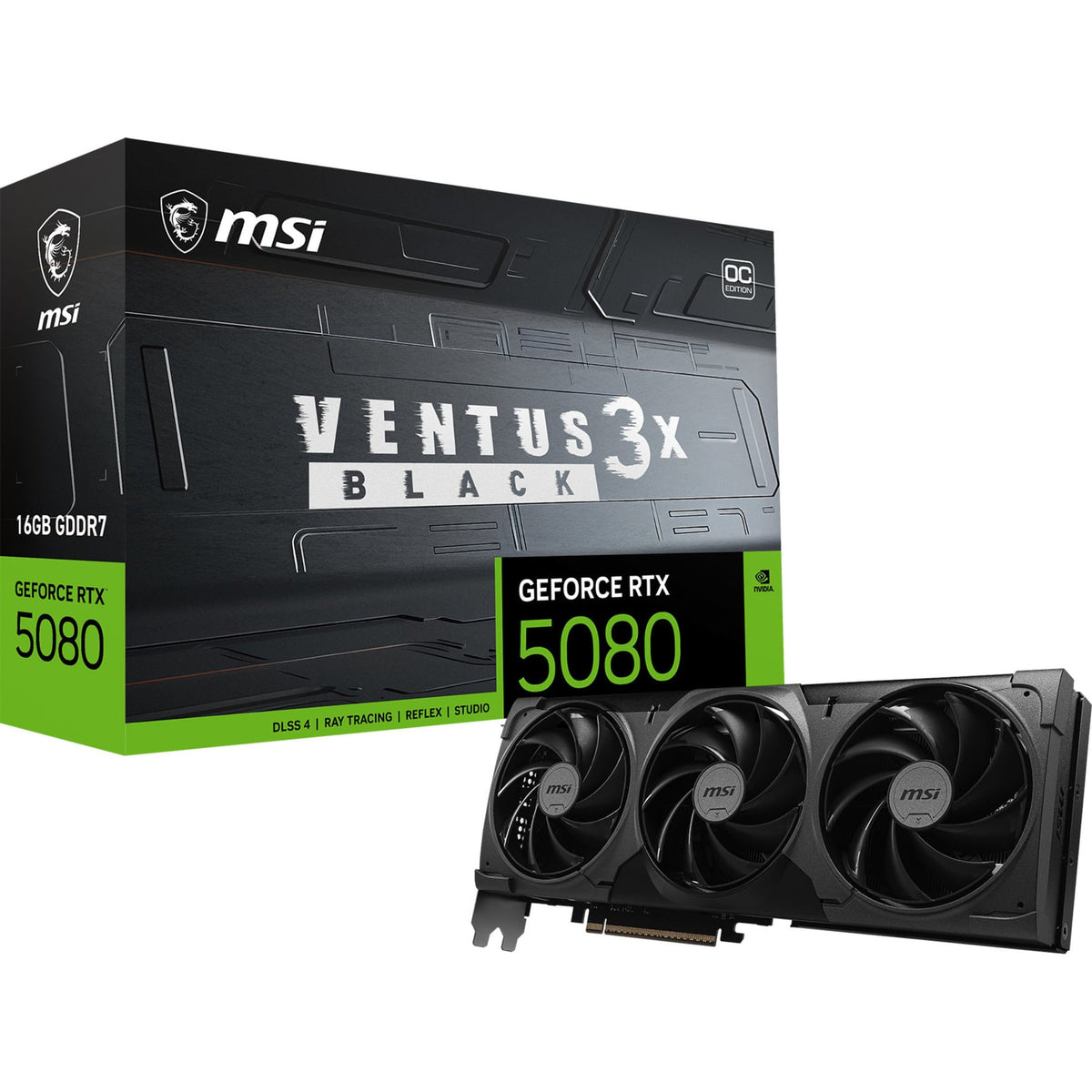 MSI GeForce RTX 5080 VENTUS 3X OC BLACK – Sort