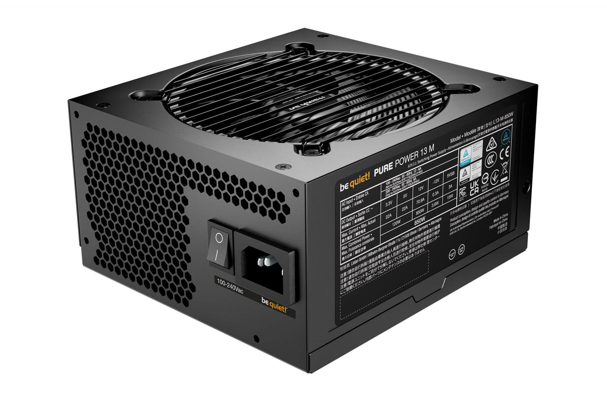 be quiet! Pure Power 13 M 850W, PC power supply black, 1x 12-pin high power GPU, 4x PCIe, cable management, 850 watts