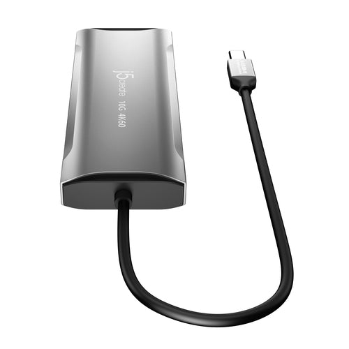 j5create – 4K/60 Hz USB-C mini-dock med 10 Gbit/s USB – Overside og kabel