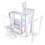 Montech Air 1000 Premium White - Midi Tower, Härdat Glas, 3x 140mm+120mm ARGB-fläkt, 2x Frontpaneler
