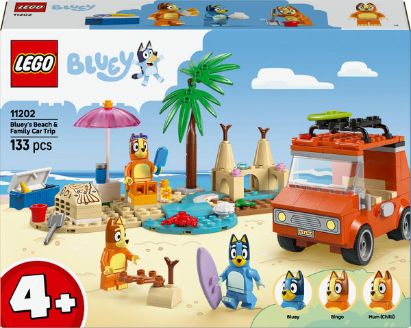 LEGO Bluey – Blueys strand och familjebilresa