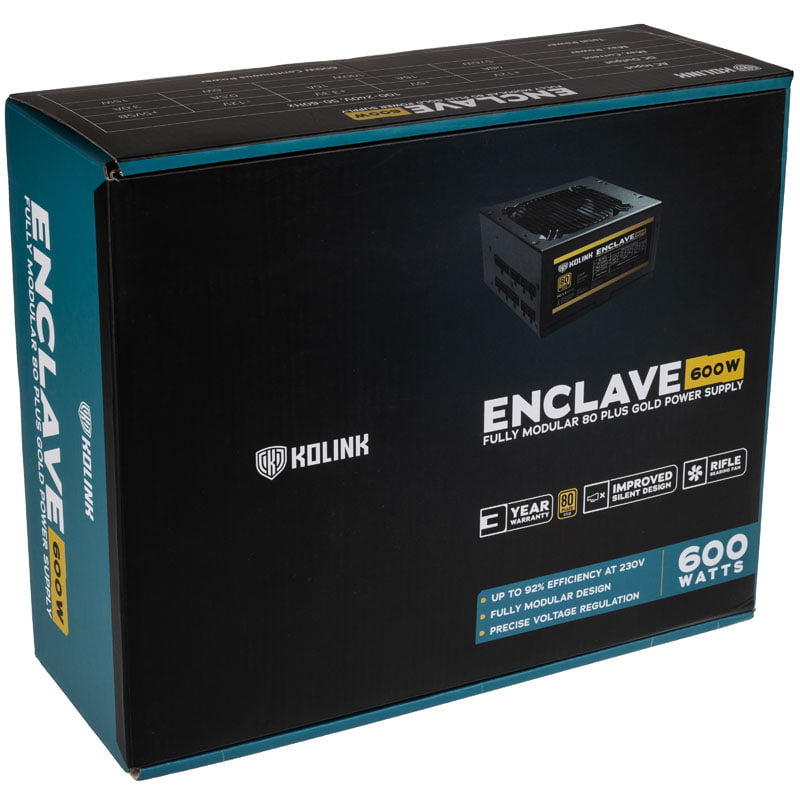 Kolink Enclave 80 PLUS Gold PSU, Modulär - 600 Watt