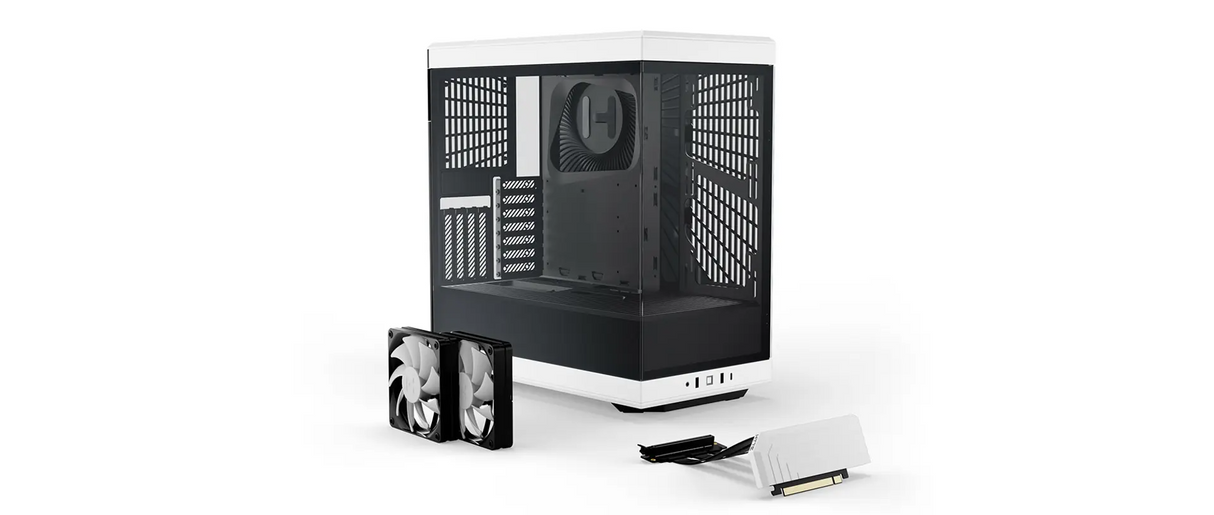 HYTE Y40 Black/White Miditower - Panoramaglasslöja, inkluderad PCIe 4.0-stigkabel, 2 inkluderade fläktar