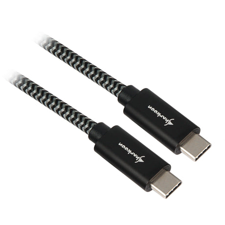 Sort og gråt flettet Sharkoon kabel med to USB-C stik