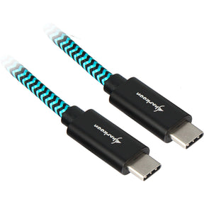 Sort og lyseblåt Sharkoon USB-C kabel med to USB-C stik