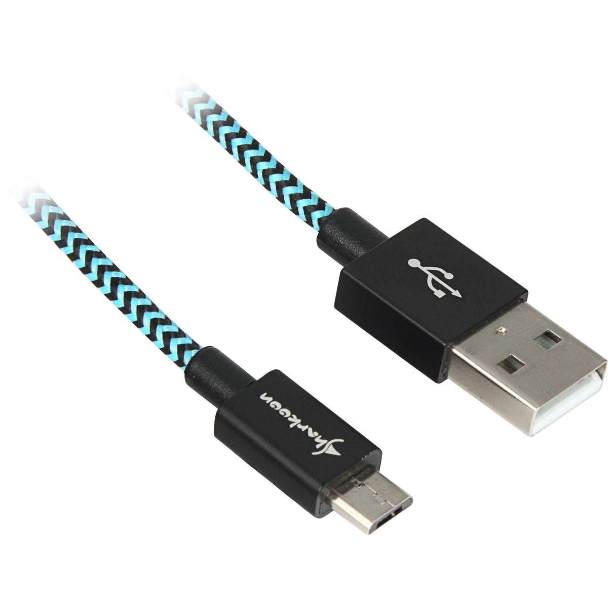 Sort og lyseblåt Sharkoon USB-A til Micro-USB kabel