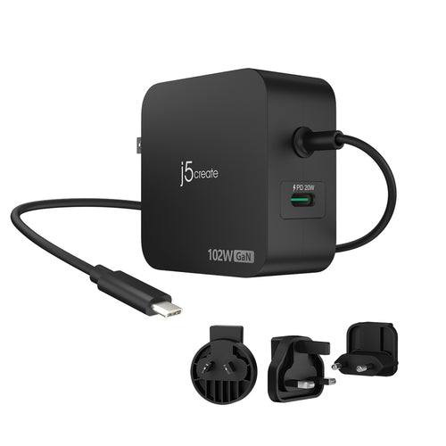j5create JUP25102V-N 102 W GaN USB-C-oplader – produktbillede 1