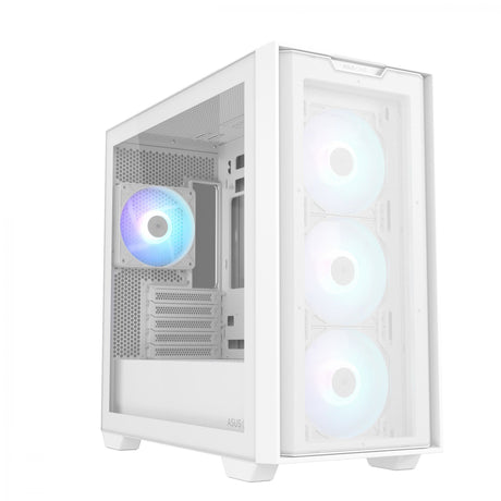 ASUS A21 PLUS mATX Case with 4 Pre-installed ARGB Fans, BTF support - White ASUS