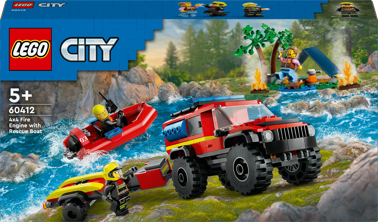 LEGO 60412 Stadsbrand Terrängfordon Med Räddningsbåt, Byggsats