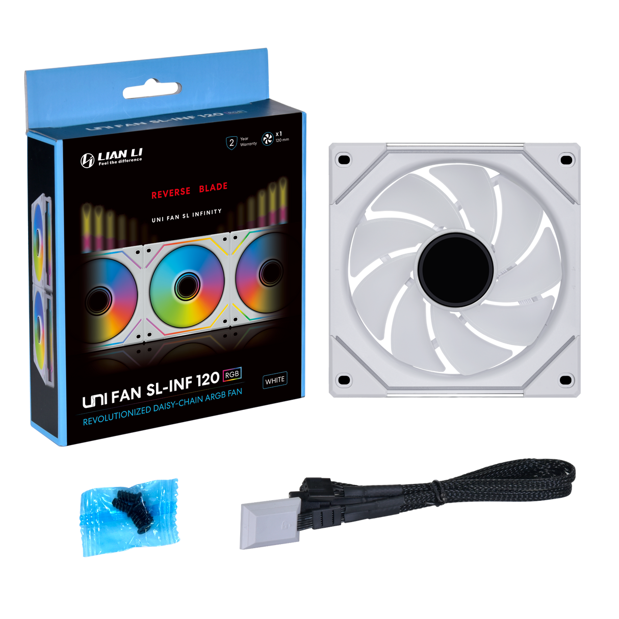 Lian Li UNI FAN SL INF Vit fläkt - 120mm Infinity RGB, PWM