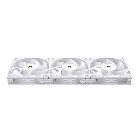 ASUS ProArt PF120 hvid 3-pak – tre sammenkoblede blæsere set forfra