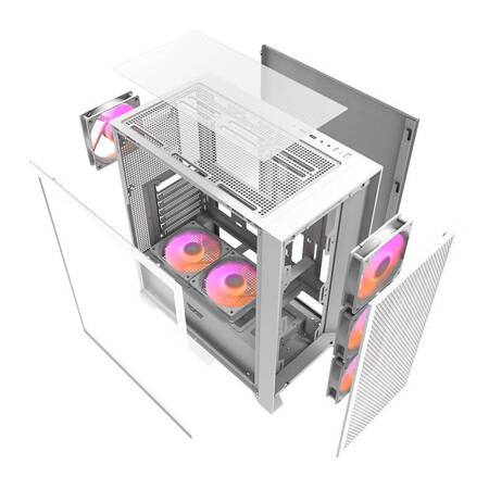 Datorfodral Darkflash DRX70 MESH + 4 RGB-fläktar (vit)