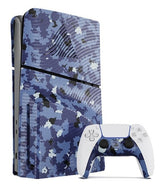 Maxx Tech PS5 Slim-cover og controllerfaceplate – Blue Wave Camo – billede 2