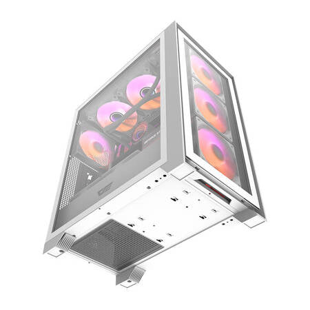 Datorfodral Darkflash DRX70 GLASS + 4 RGB-fläktar (vit)