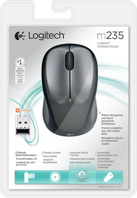 Logitech M235 Wireless Mouse - Black/Grey