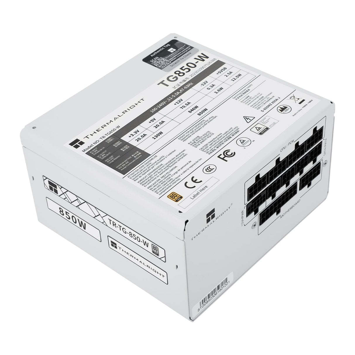 Thermalright TR-TGFX 850W, Vit, 80+ Guld Modulär Nätaggregat, SFX