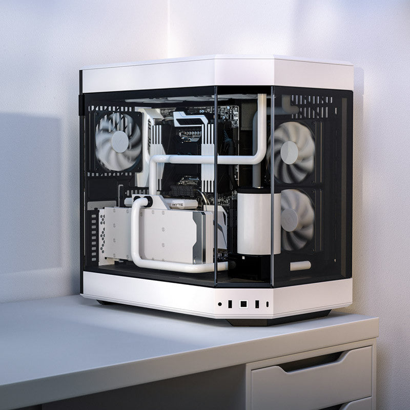 Hyte Y60 Midi Tower - svart/vit, PCI-e 4.0, panoramautsikt över glas