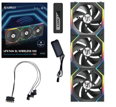 Lian Li UNI FAN SL Trådlös, 3-pack, Svart - 120mm