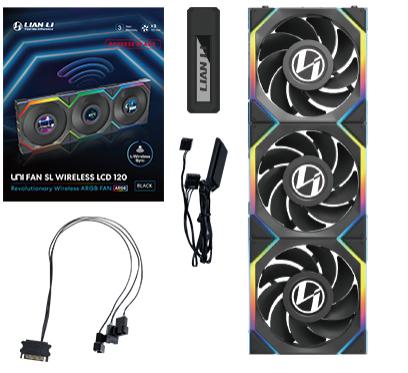 Lian Li UNI FAN SL Trådlös LCD Reverse, 3-pack, Svart - 120mm