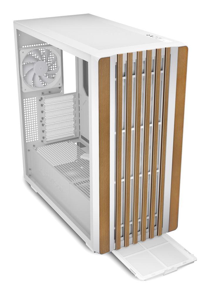 Sharkoon Rebel C70G RGB White Wood Front Tempered Glass 4x 120mm ARGB PWM Fans USB-C ATX Gaming PC Case Sharkoon