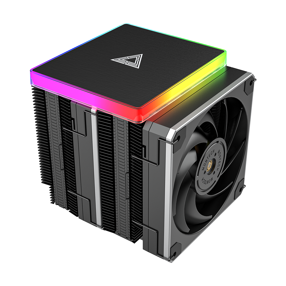 Montech Metal DT24 Premium - CPU-kylare, ARGB topplock, 2x 120 mm PWM-fläktar, LGA1700 + AM5-stöd, 270W TDP