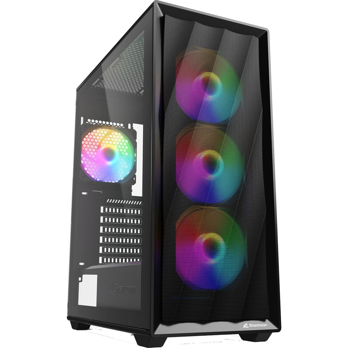 Sharkoon VK4 Rainbow ATX-kabinet, sort, 4 × 120 mm LED-blæsere