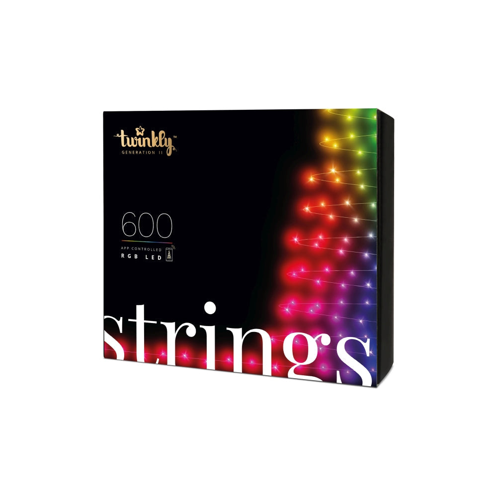 Twinkly Strings 600L RGB Ljuskedja Svart/grön BT/WIFI Gen II IP44 48 Meter