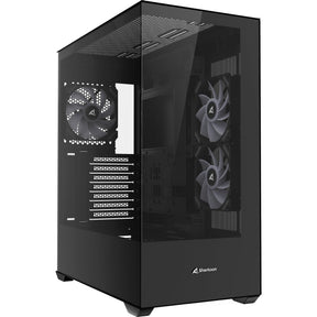 Sort Sharkoon SK6 ARGB kabinet med glasfront, glasside og sideblæsere
