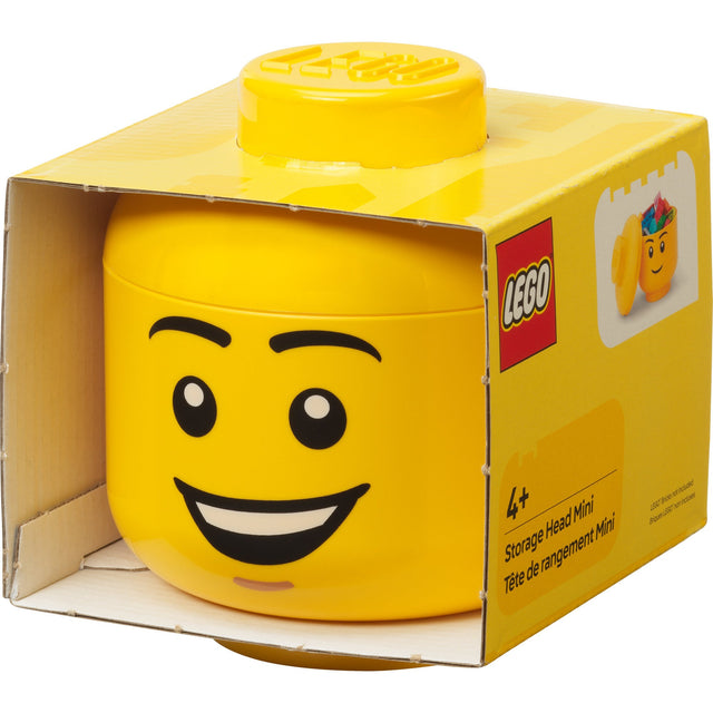 Room Copenhagen LEGO Storage Head "Happy Boy", mini (yellow) Room Copenhagen