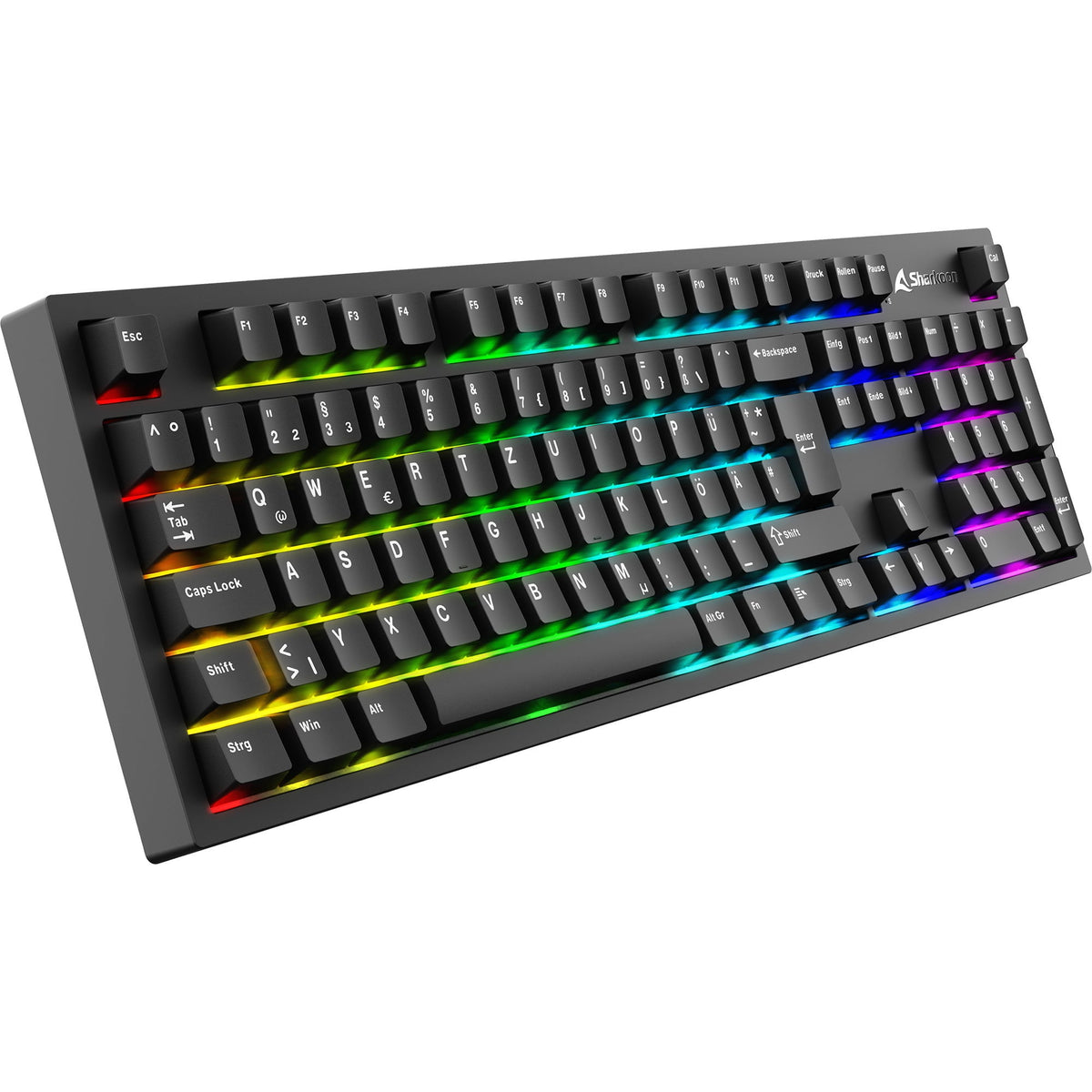 Sort Sharkoon OfficePal KB70W full-size-tastatur med RGB og volumenhjul
