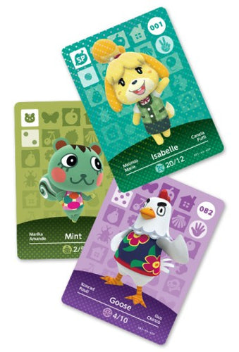 Nintendo Animal Crossing amiibo-kort Serie 1, 3 stk. – Eksempler på kort, indholdet varierer