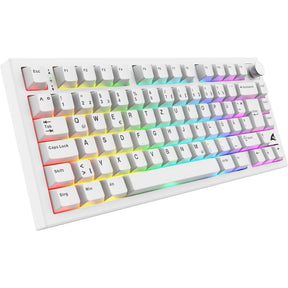 Hvidt Sharkoon SKILLER SGK55W RGB-tastatur i 75 procent format med volumenhjul