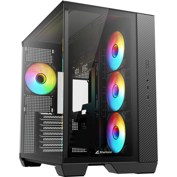Sharkoon Steel Shark ATX-kabinet – sort, glas og BTF
