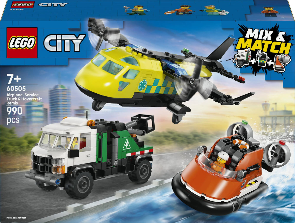 LEGO - LEGO City - Airplane, Service Truck & Hovercraft Remix (60505) LEGO
