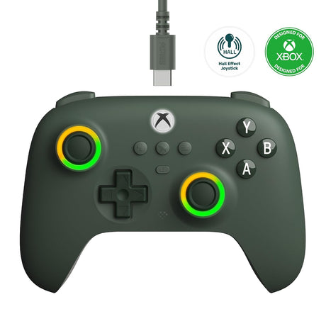 8BitDo Ultimate C Wired – Xbox/PC-controller, mørkegrøn – Mørkegrøn controller med USB-kabel