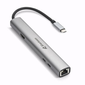 Mørkegrå Sharkoon OfficePal Combo USB-C-adapter med RJ45-netværksport